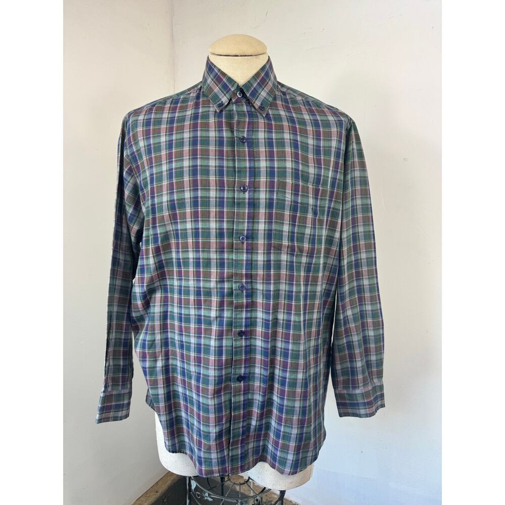 Wedgefield Plaid Long Sleeve Button-Down Shirt (L) Lite Fabric Breathable (B2)